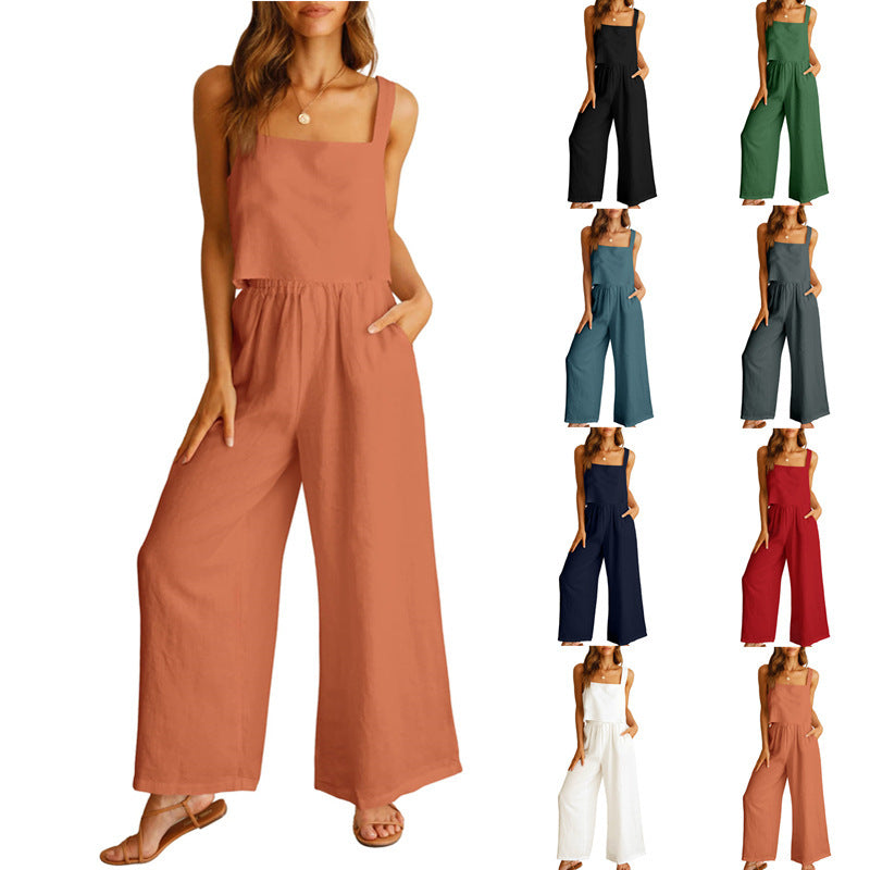 LynnWear Sleeveless Camisole Wide Leg Pants Casual Suit