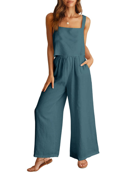 LynnWear Sleeveless Camisole Wide Leg Pants Casual Suit