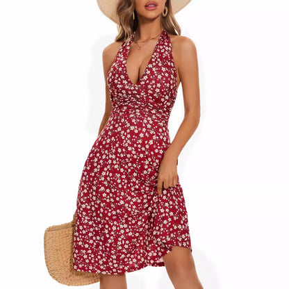 Cindely Women's Fashion Casual Floral V-neck Dress