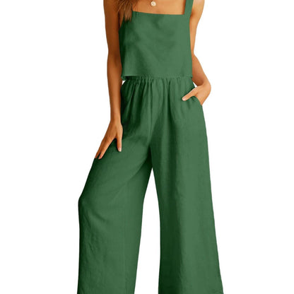 LynnWear Sleeveless Camisole Wide Leg Pants Casual Suit