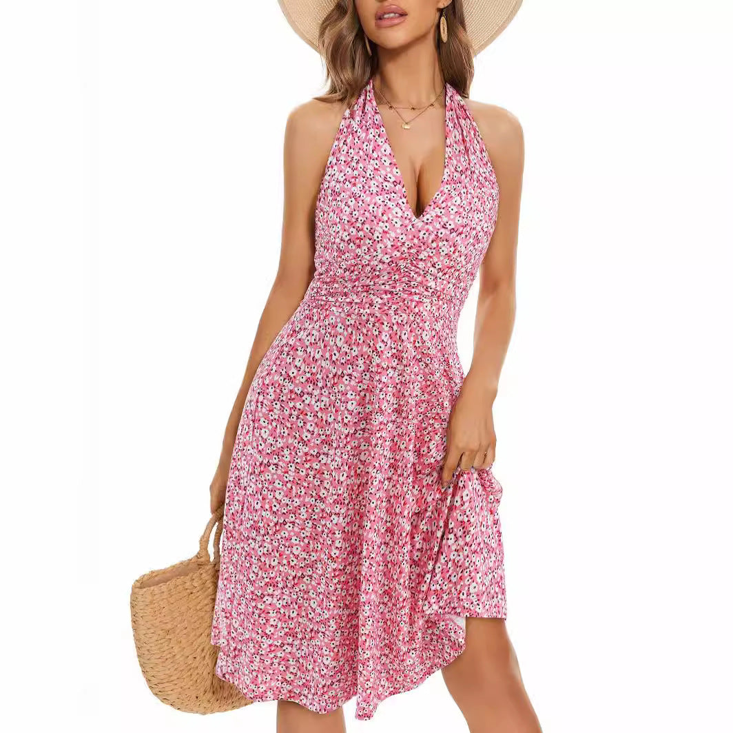 Cindely Women's Fashion Casual Floral V-neck Dress